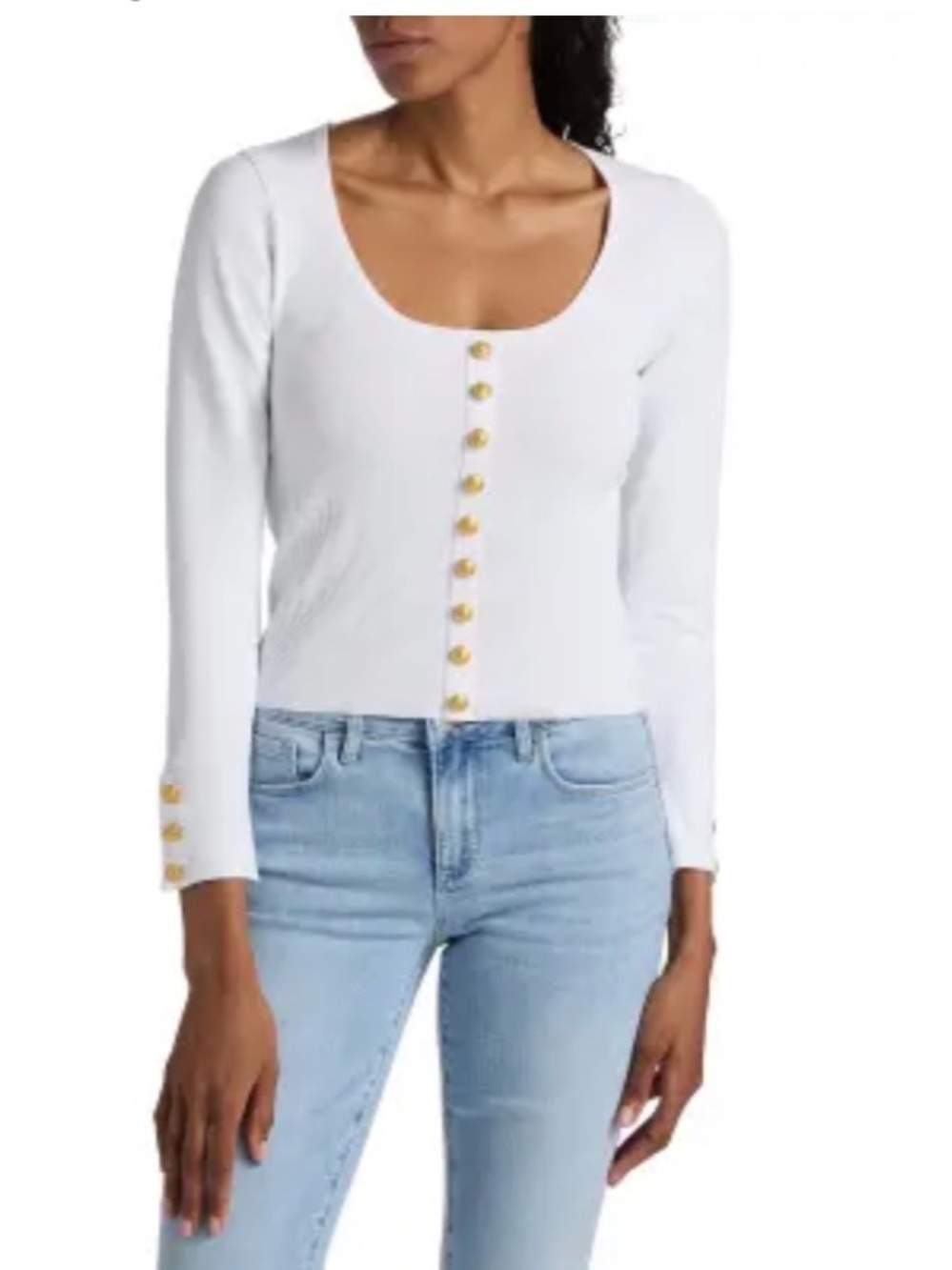 Lagence Lanetta Knit Button-Front Top